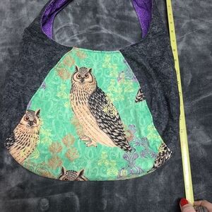 Owl Print Tote Bag with Purple Accents
